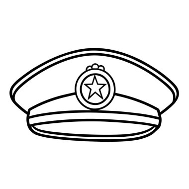 Minimalist bir polis şapkasının vektör illüstrasyonu.