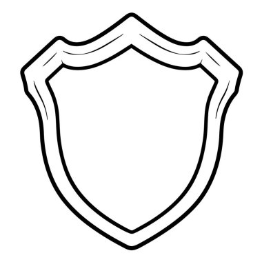 Güvenlik ve koruma görselleri için temel kalkan ana hat vektörü.