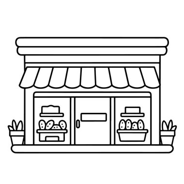 Klasik mağaza inşa ana hatları vektörü, perakende ve ticari projeler için ideal.