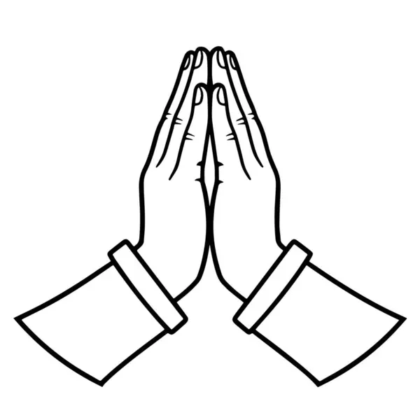 Διάνυσμα Εικονογράφηση Του Ήρεμο Προσεύχεται Χέρια Περίγραμμα — Διανυσματικό Αρχείο