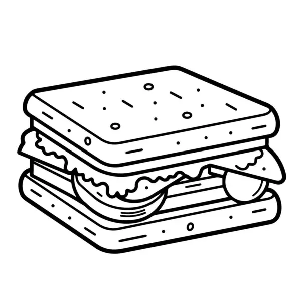 Αξιολάτρευτο Sandwich Περίγραμμα Διάνυσμα Ιδανικό Για Μαγειρική Και Μενού Έργων — Διανυσματικό Αρχείο