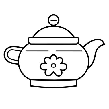 Temiz ve minimalist çaydanlık ana hatları simgesi, içecek grafikleri için ideal.