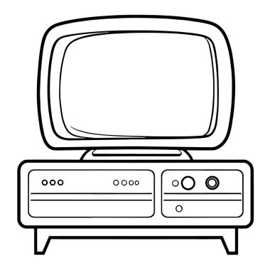 Temiz ve minimalist televizyon ana hatları simgesi, elektronik grafikler için mükemmel.