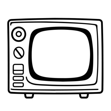 Temiz ve minimalist televizyon ana hatları simgesi, elektronik grafikler için mükemmel.