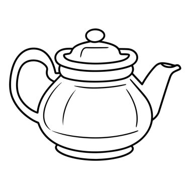 Temiz ve minimalist çaydanlık ana hatları simgesi, içecek grafikleri için ideal.