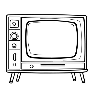 Temiz ve minimalist televizyon ana hatları simgesi, elektronik grafikler için mükemmel.