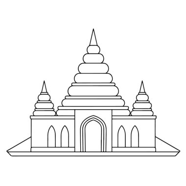 Temiz ve minimalist tapınak ana hatları simgesi, ruhani grafikler için ideal.