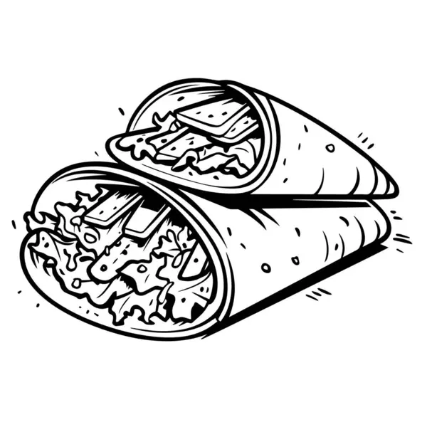 Symbole Contour Des Tacos Mexicains Idéal Pour Les Plats Les — Image vectorielle