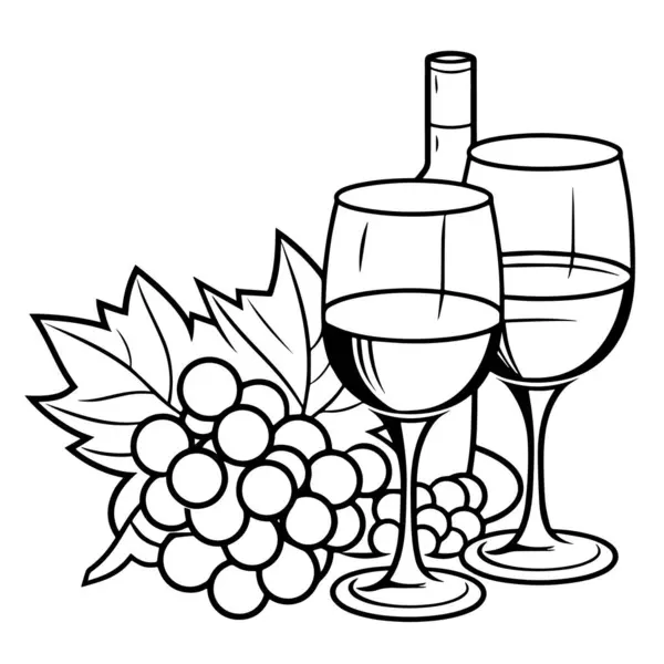 Simbolo Contorno Bicchieri Vino Perfetto Celebrazione Grafica Ristorante — Vettoriale Stock