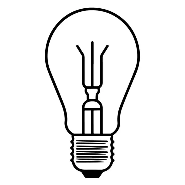 ヴィンテージライト電球アウトラインシンボル アンティークや創造グラフィックに最適 — ストックベクタ