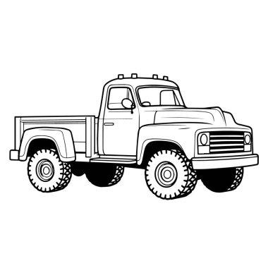 Minimalist bir kamyon simgesinin vektör illüstrasyonu.