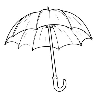Minimalist bir şemsiye simgesinin vektör illüstrasyonu.