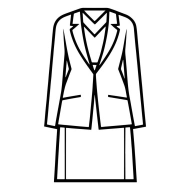 Bir iş elbisesinin vektör biçiminde basitleştirilmiş illüstrasyonu, çeşitli projeler için çok yönlü.