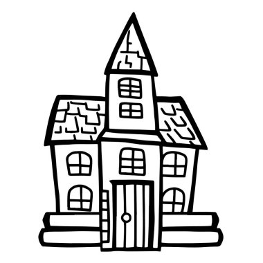 Bir kalenin vektör biçimindeki basitleştirilmiş illüstrasyonu, çeşitli projeler için çok yönlü.