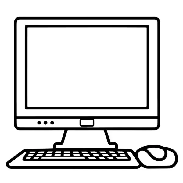 Bir bilgisayarın vektör biçimindeki basitleştirilmiş illüstrasyonu, çeşitli projeler için çok yönlü.