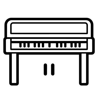 Piyano klavyesini tasvir eden basit ve zarif ana hat vektör simgesi, çeşitli grafik tasarım uygulamaları için mükemmel.