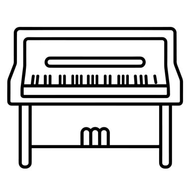 Piyano klavyesini tasvir eden basit ve zarif ana hat vektör simgesi, çeşitli grafik tasarım uygulamaları için mükemmel.