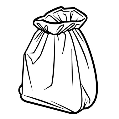 Plastik bir torba için temiz ve minimalist taslak vektör simgesi, çeşitli grafik tasarım uygulamaları için mükemmel.