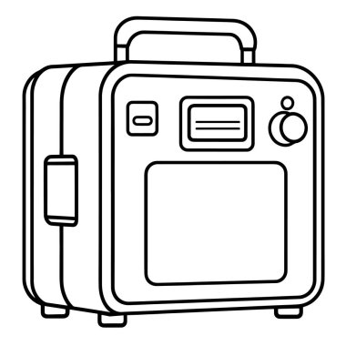 Dijital ve yazdırma tasarımlarında çok yönlü kullanım için taşınabilir bir güç üreticisinin basitleştirilmiş çizimi.