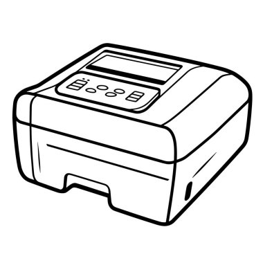 Çeşitli dijital ve yazdırma uygulamaları için basitleştirilmiş yazıcı illüstrasyonu.