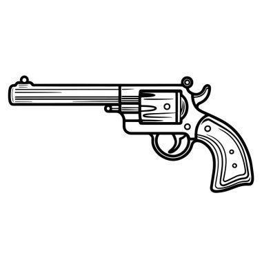 Dijital ve yazdırma projelerinde çok yönlü kullanım için basitleştirilmiş revolver illüstrasyonu.