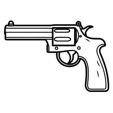 Dijital ve yazdırma projelerinde çok yönlü kullanım için basitleştirilmiş revolver illüstrasyonu.