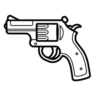Dijital ve yazdırma projelerinde çok yönlü kullanım için basitleştirilmiş revolver illüstrasyonu.