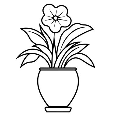 Bir çiçeği tasvir eden zarif ve minimalist ana hatlı vektör ikonu, ağ, baskı ve grafik tasarım uygulamaları için uygundur.
