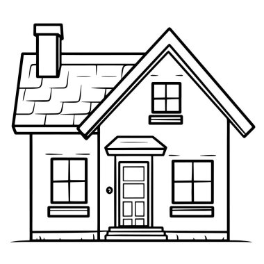 Vektör biçiminde temiz ev çizgisi, mimari grafikler için mükemmel..