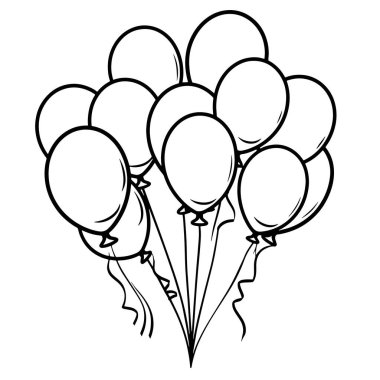 Etkinlik grafikleri için ideal olan canlı parti balonları vektör biçiminde ana hatları.