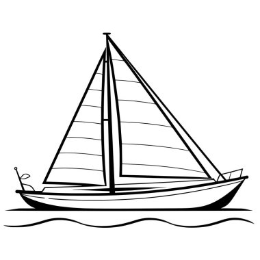 Zarif yelken yatı ana hatları vektör biçiminde, denizcilik grafikleri için ideal..