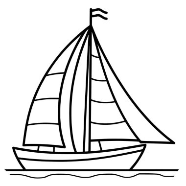 Zarif yelken yatı ana hatları vektör biçiminde, denizcilik grafikleri için ideal..