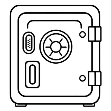 Dijital ve yazdırma projelerinde çok yönlü kullanım için basitleştirilmiş güvenlik kasası çizimi.