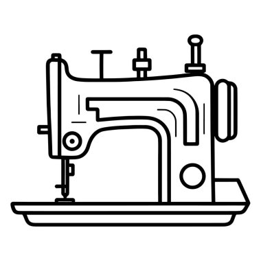 Klasik dikiş makinesi ana hatları vektör biçiminde, tekstil grafikleri için ideal.