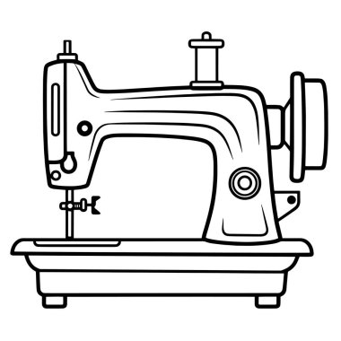 Klasik dikiş makinesi ana hatları vektör biçiminde, tekstil grafikleri için ideal.
