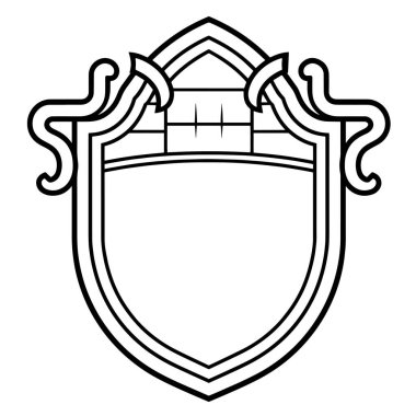 Vektör biçiminde sağlam kalkan çizgisi, koruma grafikleri için ideal.