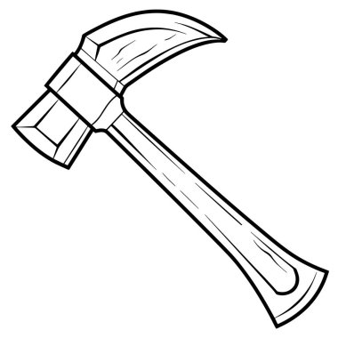 Bir balta simgesinin basitleştirilmiş taslağı, açık hava veya hayatta kalma tasarımları için uygun.