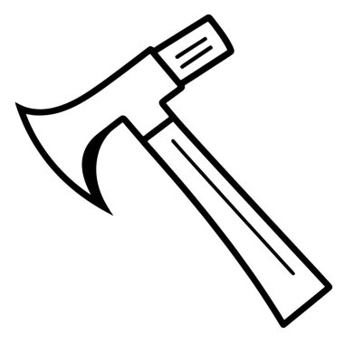 Bir balta simgesinin basitleştirilmiş taslağı, açık hava veya hayatta kalma tasarımları için uygun.