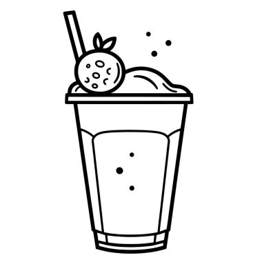 Bir smoothie simgesinin basitleştirilmiş taslağı, içecek veya içecek kavramları için uygundur.