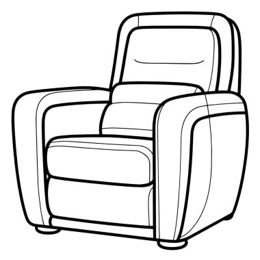 Bir kanepe ve koltuk simgesinin basitleştirilmiş taslağı, ev dekorasyonu veya mobilya konsepti için uygun.
