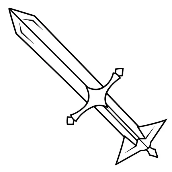 Esquema Simplificado Icono Espada Ideal Para Juegos Conceptos Históricos — Vector de stock
