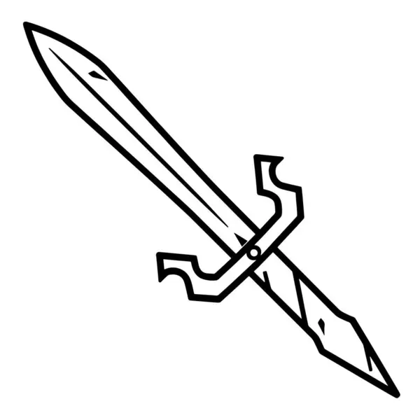 Esquema Simplificado Icono Espada Ideal Para Juegos Conceptos Históricos — Vector de stock
