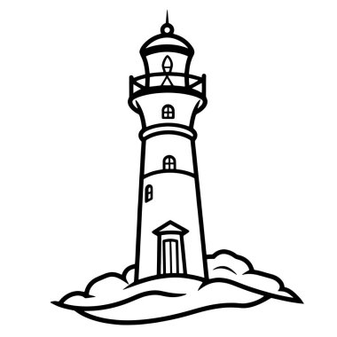 Deniz fenerinin temiz bir tasviri, deniz logoları için mükemmel..