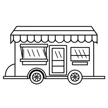 Karavan dükkanının temiz bir tasviri, market logoları için mükemmel..