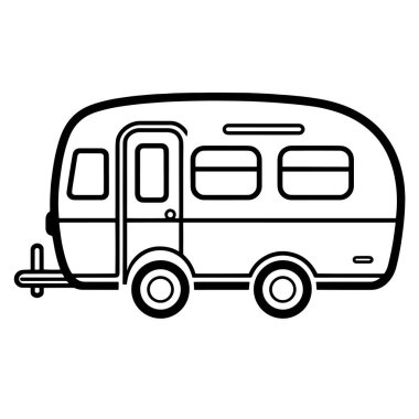 Kamp logoları için ideal bir seyahat karavanı çizimi..
