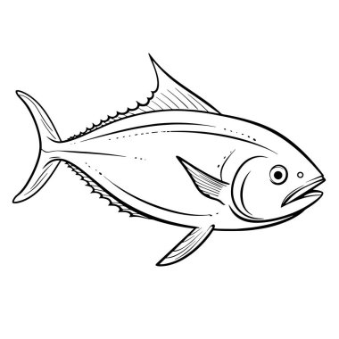 Ton balığı tasviri temiz. Mutfak logoları için ideal..
