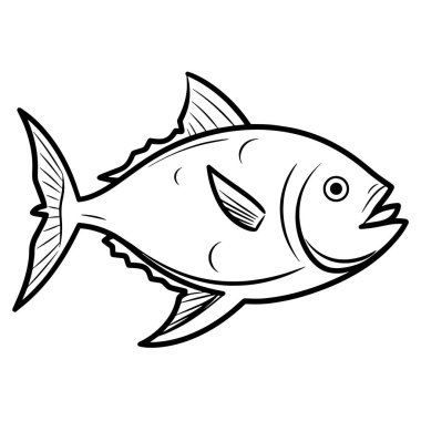 Ton balığı tasviri temiz. Mutfak logoları için ideal..