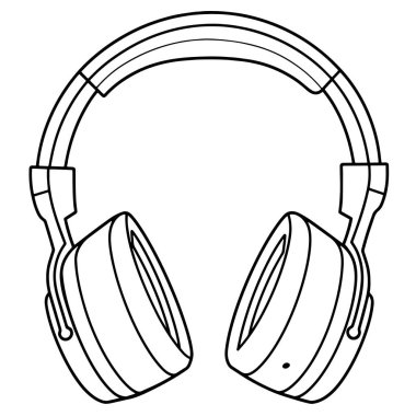 Clean outline illustration of headphones, perfect for audio branding. clipart