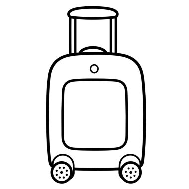 Bir bavul simgesinin basitleştirilmiş taslağı, tatil veya seyahat kavramları için ideal.