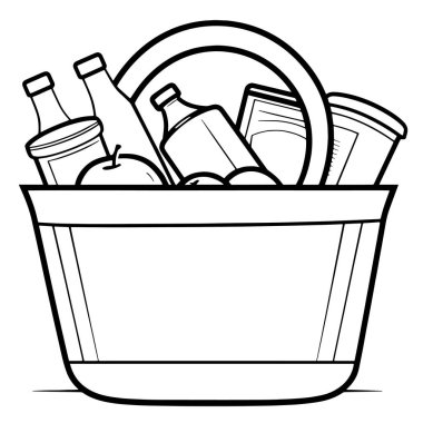 Alışveriş uygulamaları için mükemmel bir market sepeti tasviri..